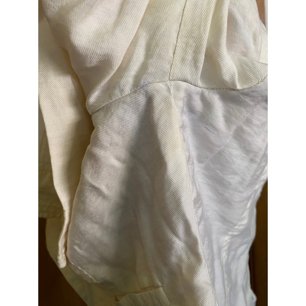 Free People Ruffle Draped Cream Cropped Jacket 2 Work Preppy Twee Office Boho - Picture 6 of 7